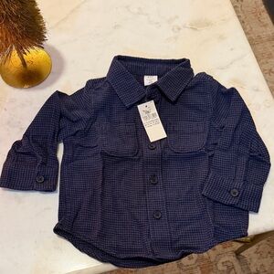 NWT BABY GAP Navy Blue Button-Up Shirt 6-12m